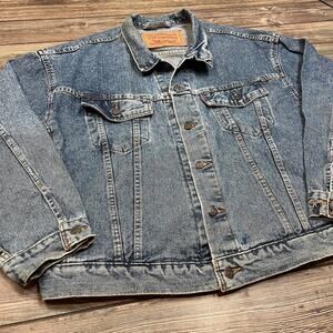 LEVI'S Denim Jean Trucker Work Utility 100% Cotton Vintage Jacket SZ XL C101957